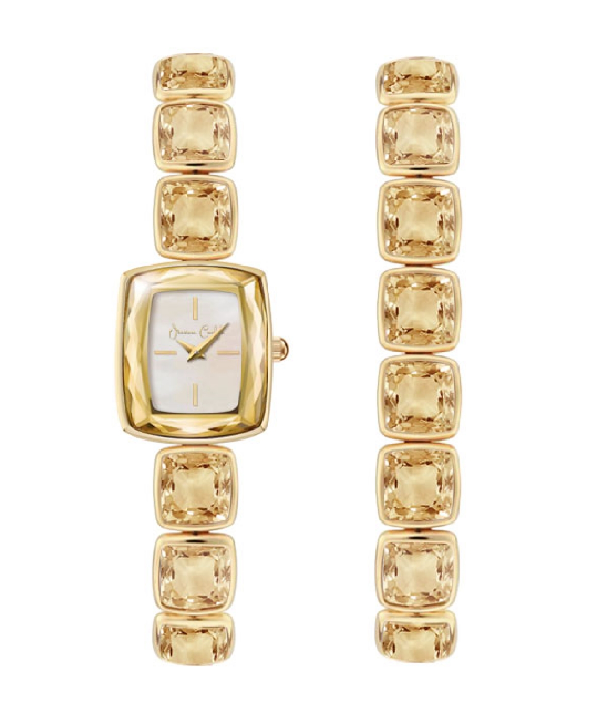 Women's Quartz Gold-Tone Alloy Watch 18mm Gift Set - Shiny Gold, White Mother of Pearl