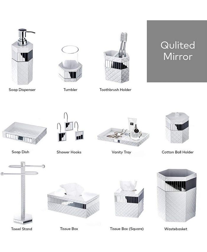 Creative Scents Set Accessori Bagno Lusso 4 Pezzi Vetro Crepitato Bianco
