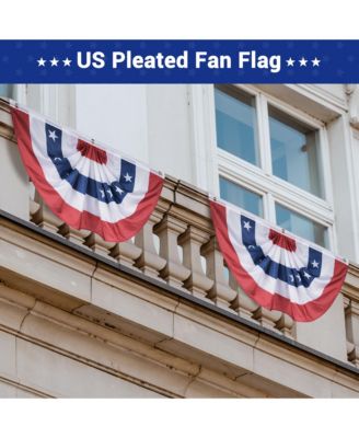 1.5x3 Ft USA Pleated Fan Flag Half Fan Banner American Bunting Decoration 2 Pack