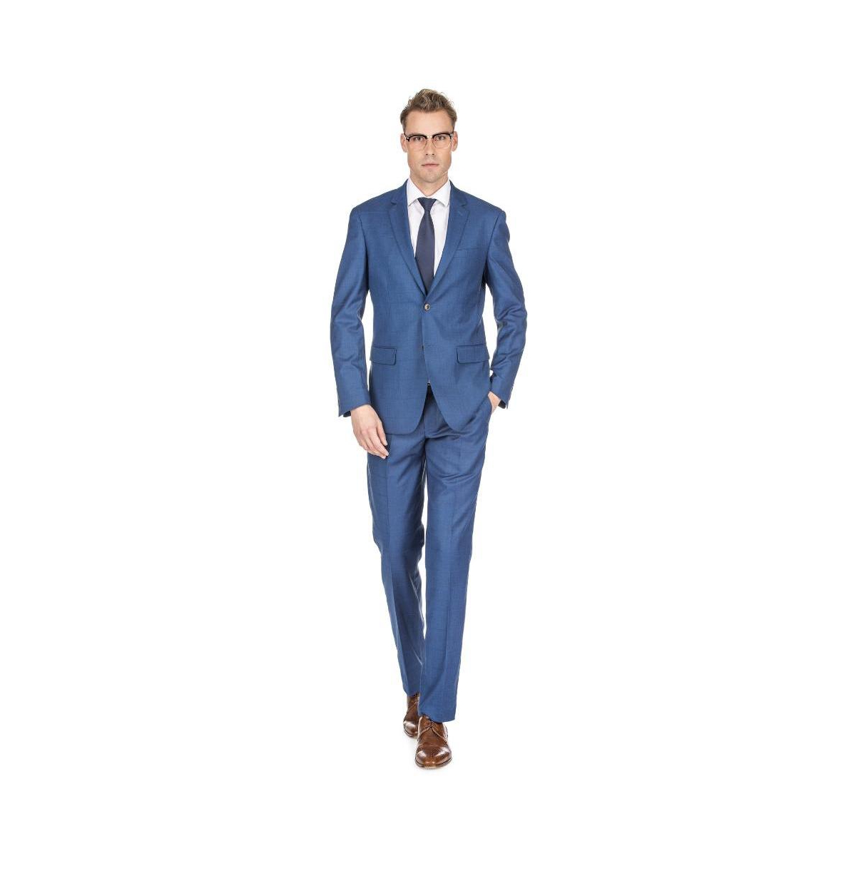 Brave man Men's Check Slim Fit 2pc Suits - Indigo