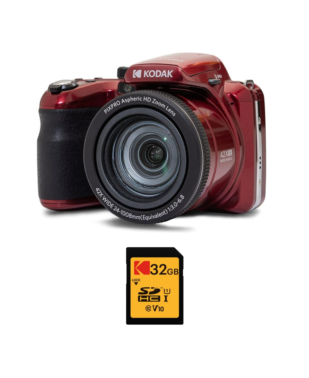 Kodak Pixpro Az425 Astro Zoom 20mp Camera With 42x Zoom (red) With 32gb Sd