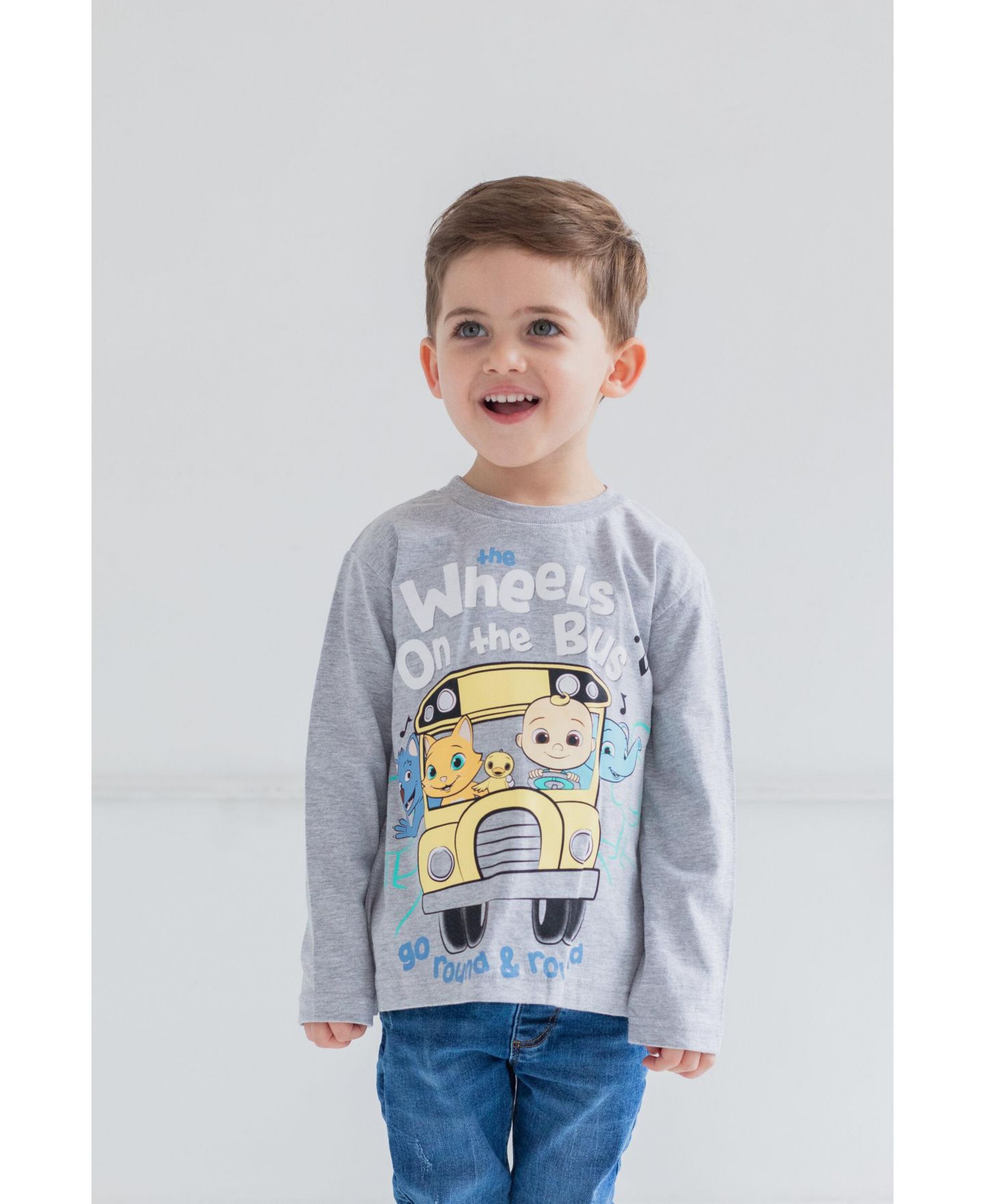 Футболки CoComelon JJ 2 Pack Long Sleeve T-Shirts to для мальчиков-малышей, цвет: Белый / Меланжевый серый — фото 8