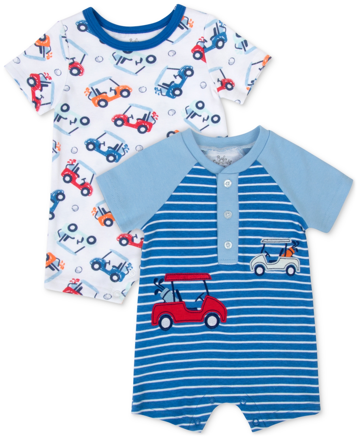 Shop Baby Essentials Baby Boys Golf Cart Rompers, 2 Pack In Navy