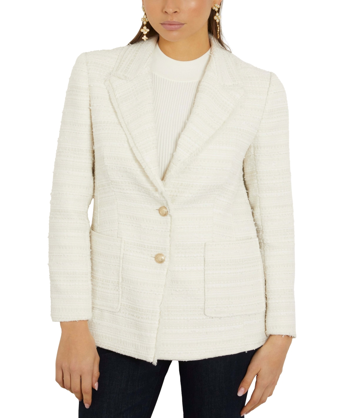 Women's Tosca Tweed Two-Button Blazer - WHITE BOUCLE COMBO