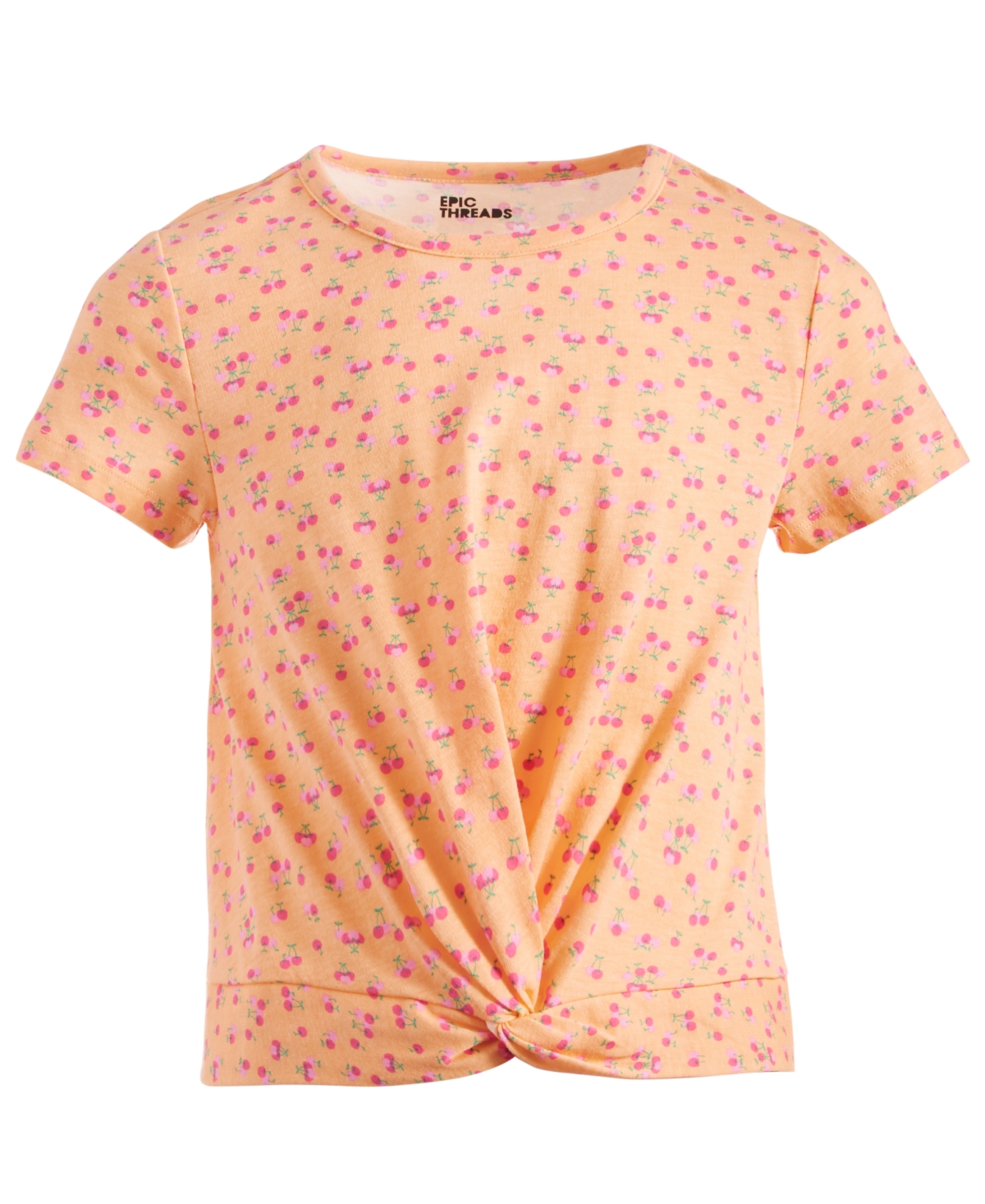 Shop Epic Threads Big Girls Cherry-print Twist-front Top, Created For Macy's In Peach Foam