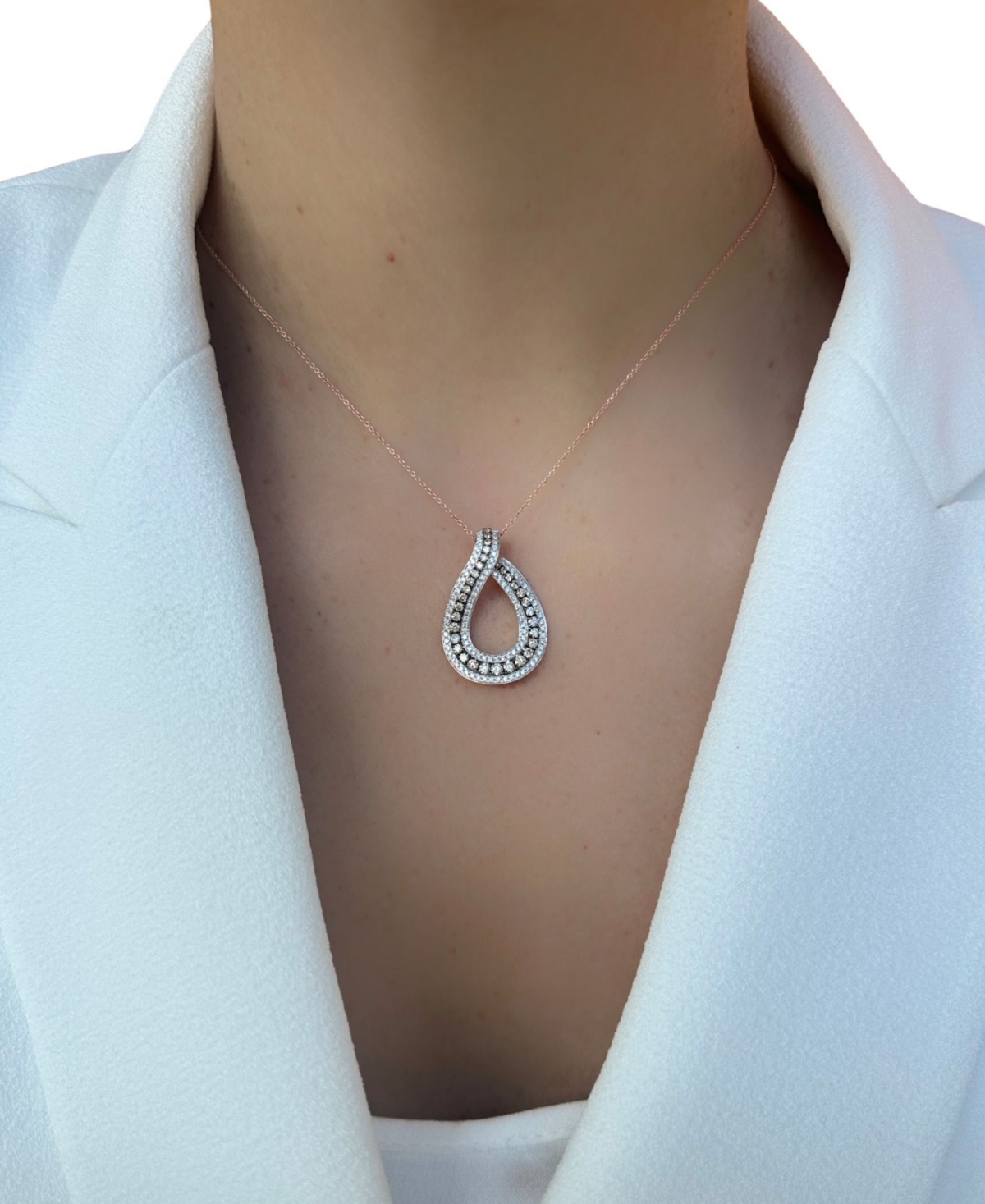 Le Vian Chocolatier Chocolate Diamond & Vanilla Diamond Open Teardrop Adjustable 20