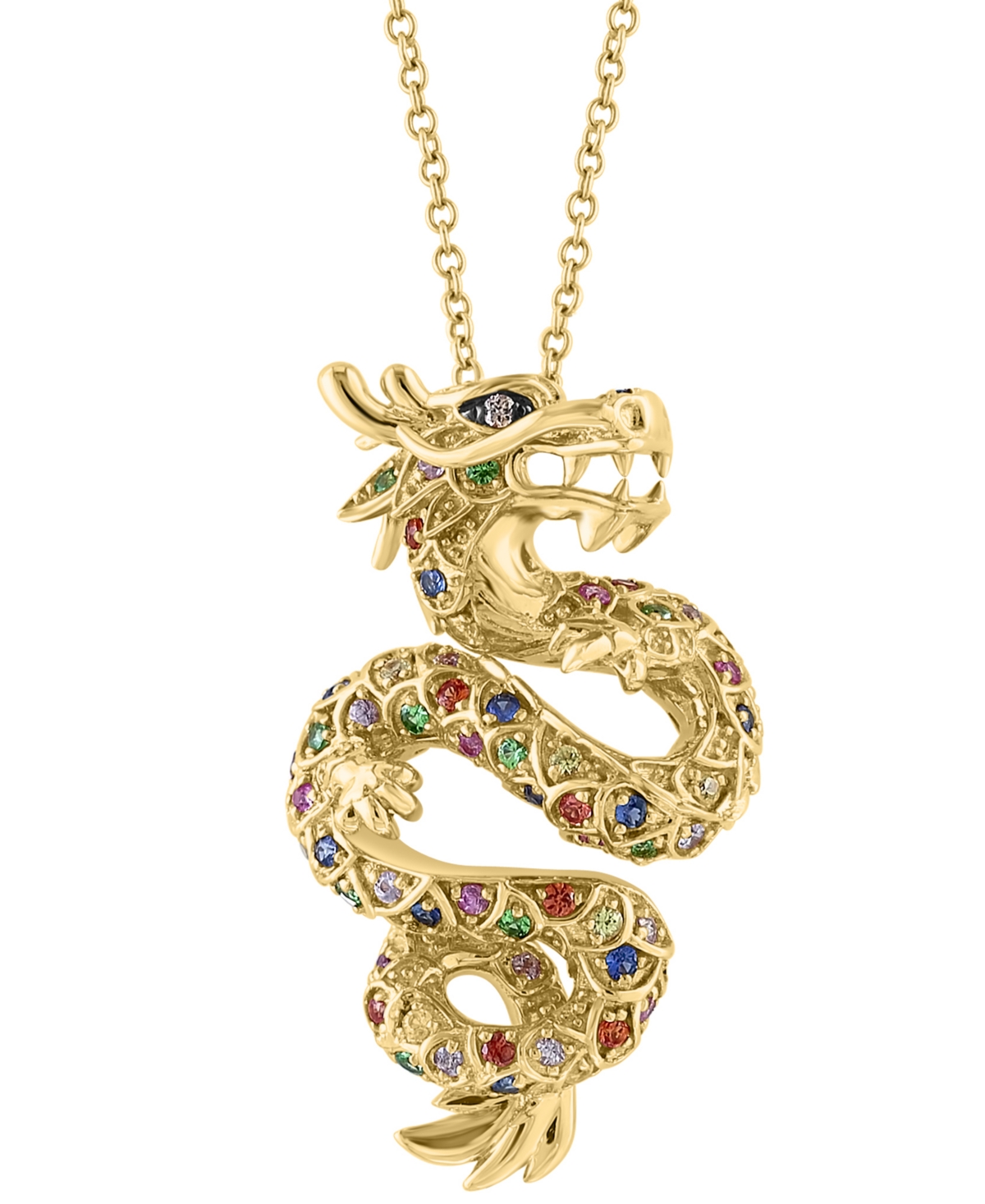 Effy Multi-Gemstone (5/8 ct. t.w.) & Diamond Accent Dragon 18