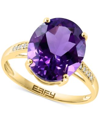 EFFY Collection - Amethyst (4-1/6 ct. t.w.) & Diamond (1/20 ct. t.w.) Oval Ring in 14k Gold
