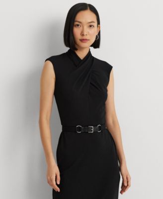 Lauren Ralph Lauren Women's Belted Jersey Mockneck Dress