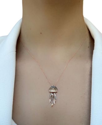Chocolatier&reg; Chocolate Ombr&eacute; Diamond & Chocolate Diamond Jellyfish 20" Adjustable Pendant Necklace (3/8 ct. t.w) in 14k Rose Gold