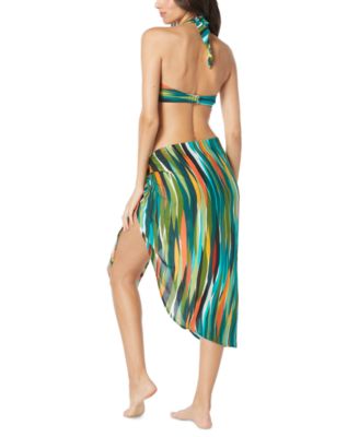 Shop Vince Camuto Printed Cross Front Bikini Top Bottom Tie Front Cover Up Skirt In Multi