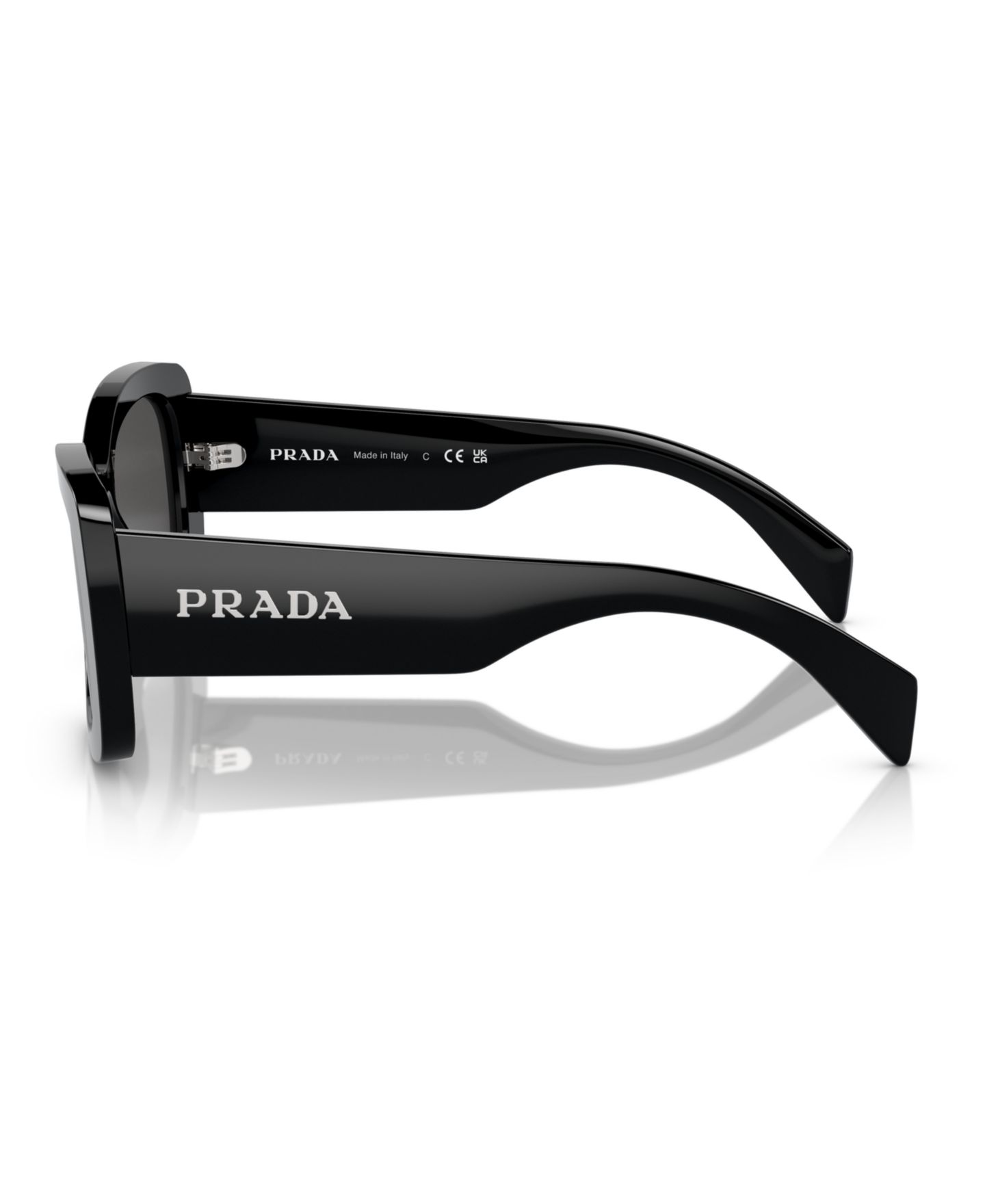 Женские солнцезащитные очки PRADA Lettering Oval Sunglasses, PR A08S, цвет: Чёрный — фото 2