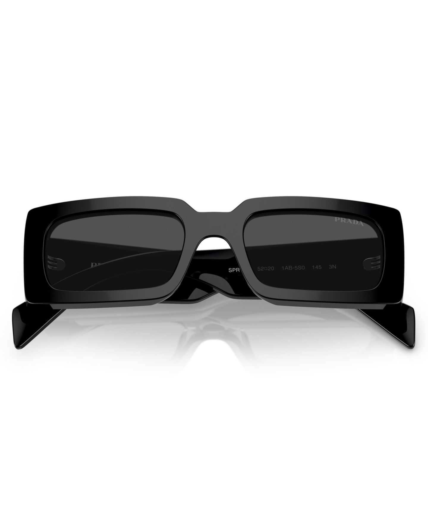 Женские солнцезащитные очки PRADA Lettering Rectangular Sunglasses, PR A07S, цвет: Чёрный — фото 2