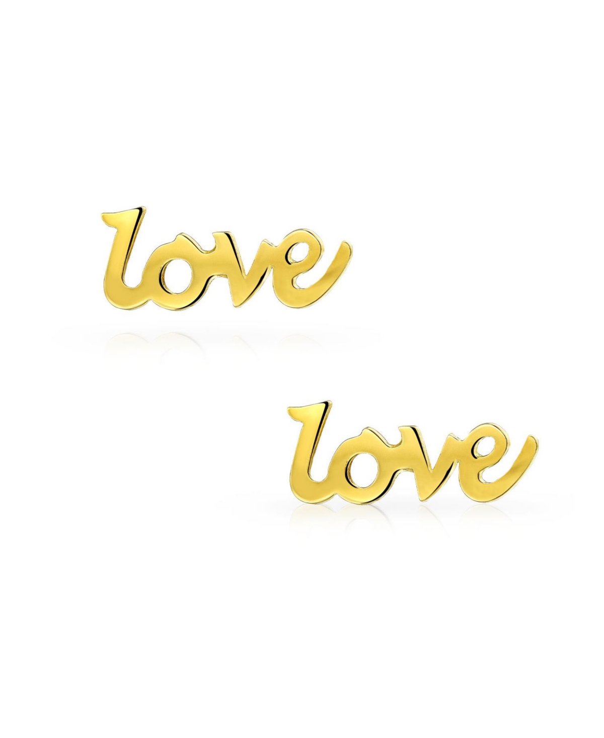 Bling Jewelry Petite Minimalist14K YellowWord Symbol Of Love Stud Earring For Women Secure Screw back - Gold