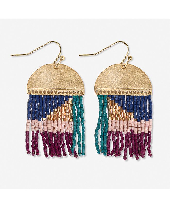 Ink + Alloy McKenzie brass bar long fringe earrings main image 1