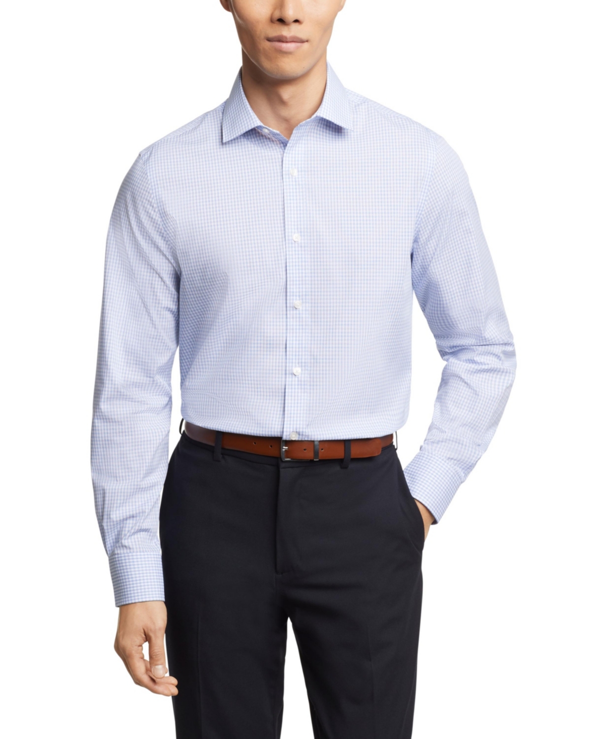 Tommy Hilfiger Men's Th Flex Regular Fit Wrinkle Resistant Stretch Twill Dress Shirt In Blue