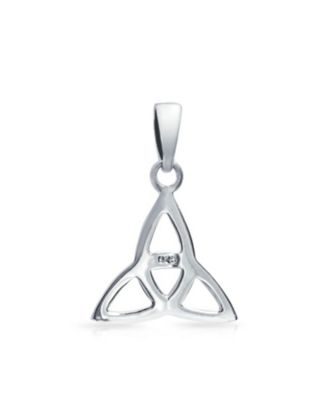 Small Celtic Love Knot Swirling Triquetra Trinity Viking Pendant Necklace For Women Sterling Silver