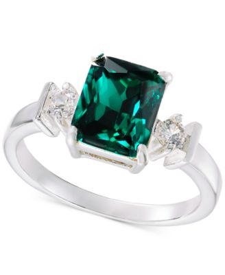 Charter Club - Silver-Tone Cubic Zirconia & Emerald-Cut Color Crystal Ring