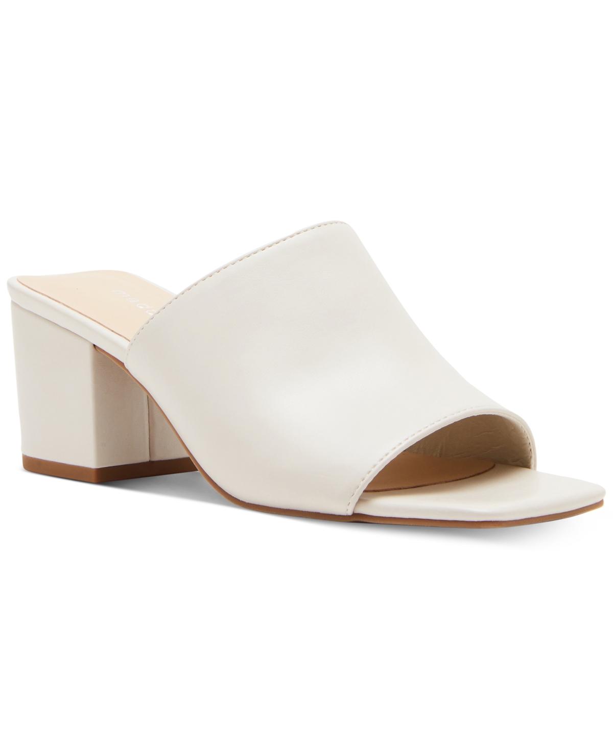 Shop Madden Girl Taz Square-toe Block-heel Mules In White
