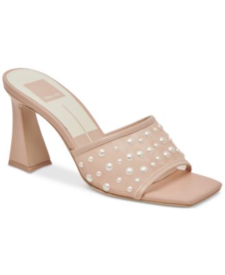 Dolce Vita - Narda Imitation Pearl Mesh Flare Heeled Dress Sandals