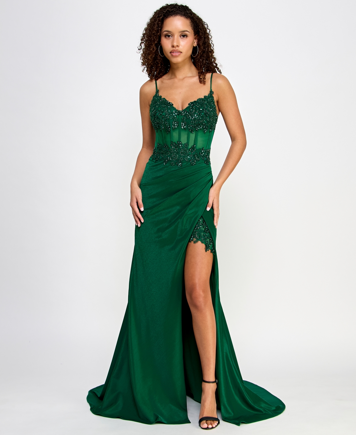 Juniors' Beaded Sweetheart Satin Corset Gown, Created for Macy's - Hutner/Hunter