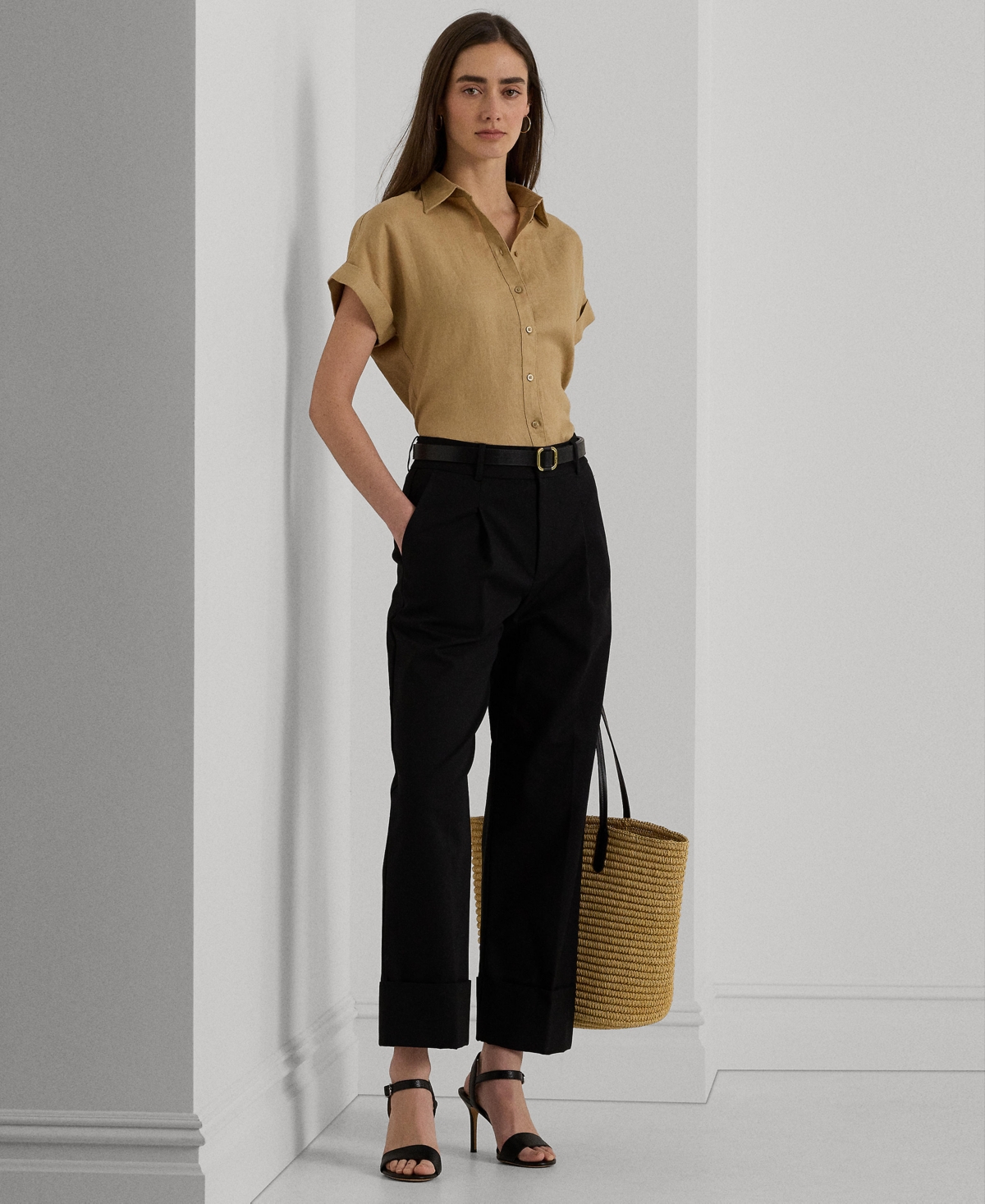 Lauren Ralph Lauren Double-Faced Stretch Cotton Ankle Pants