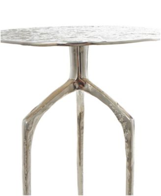 15" x 15" x 22" Aluminum Geometric Slim Textured Accent Table