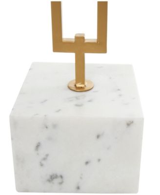 16" x 16" x 23" Marble Geometric Gold-Tone Metal Rectangular Stand Accent Table