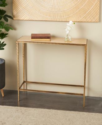 37" x 12" x 28" Marble Gold-Tone Metal Legs Console Table