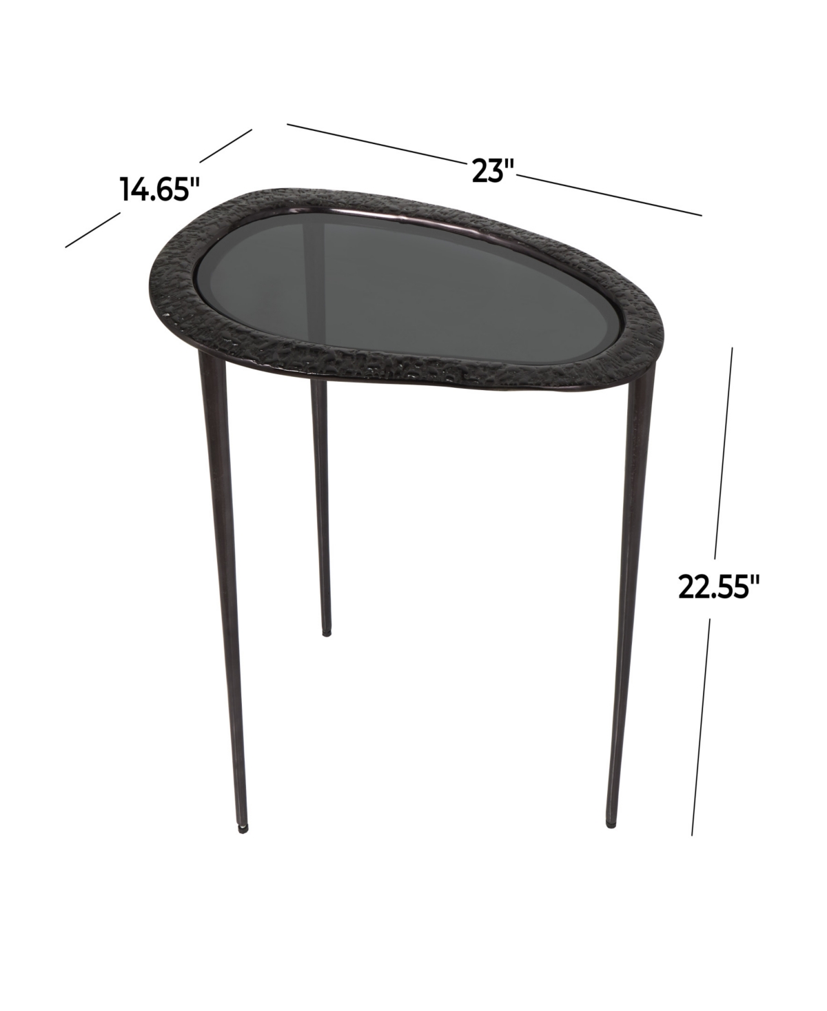 Shop Rosemary Lane 23" X 15" X 23" Aluminum Abstract Oval Shaped Shaded Glass Top And Detailed Engravings Accent Table In Black