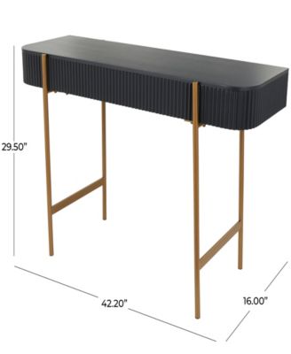 42" x 16" x 30" Wooden Gold-Tone Metal Legs Console Table