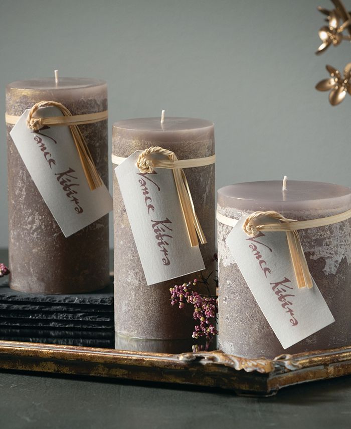 Vance Kitira Ritz Timber Pillar Candles Kit, Set of 3 Macy's