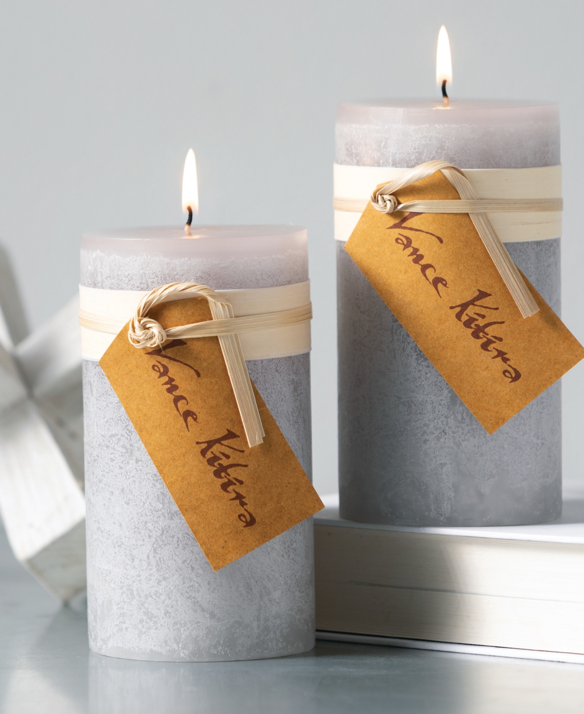 Vance Kitira Timber Pillar Candles, Set of 2