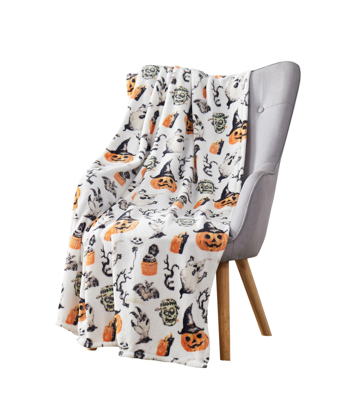 Kate Aurora Halloween Spooky Ghosts & Frankensteins Ultra Soft & Plush Oversized Accent Throw Blanket - 50 in. W 70 in. L