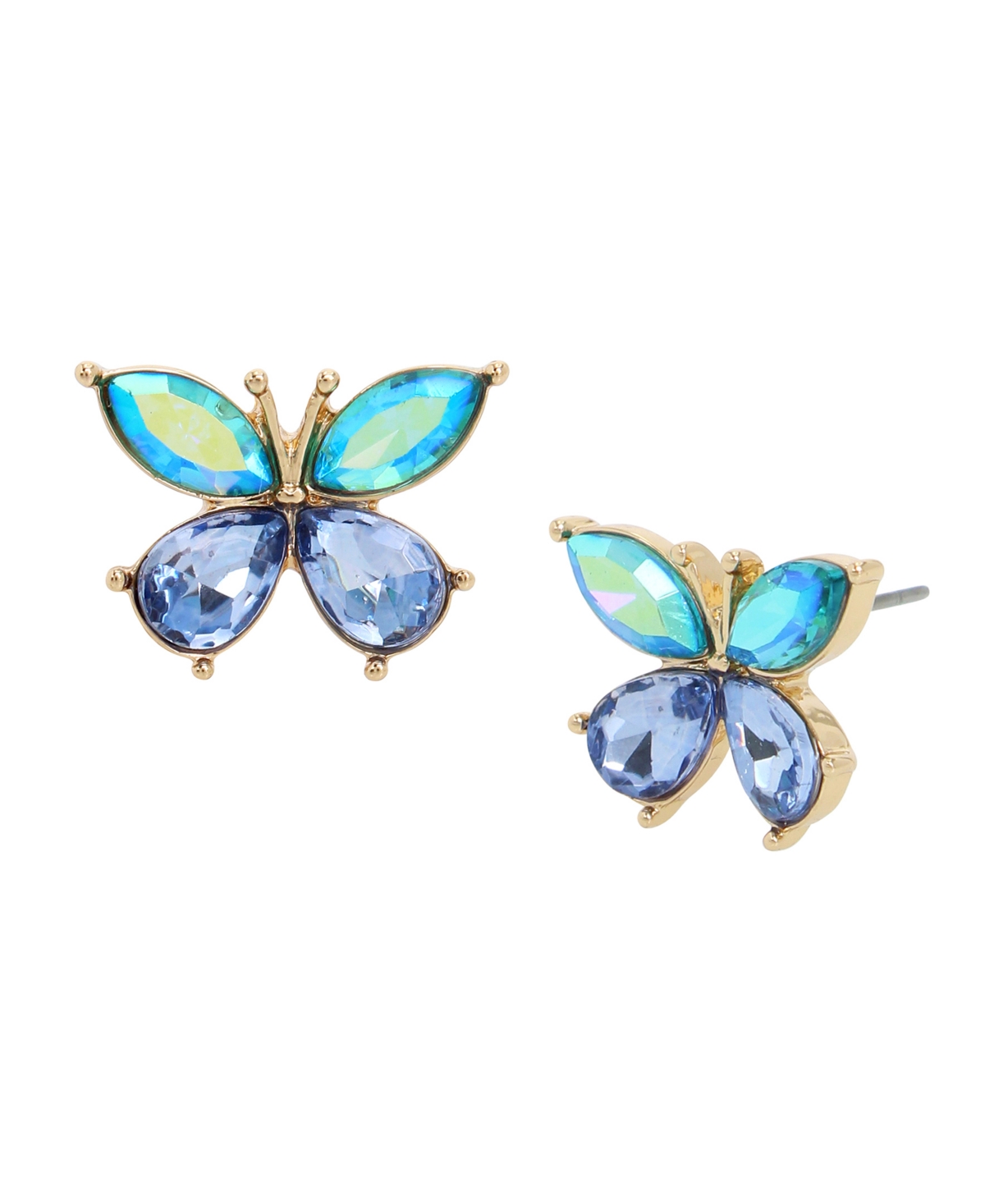 Faux Stone Butterfly Gem Stud Earrings - Purple, Gold