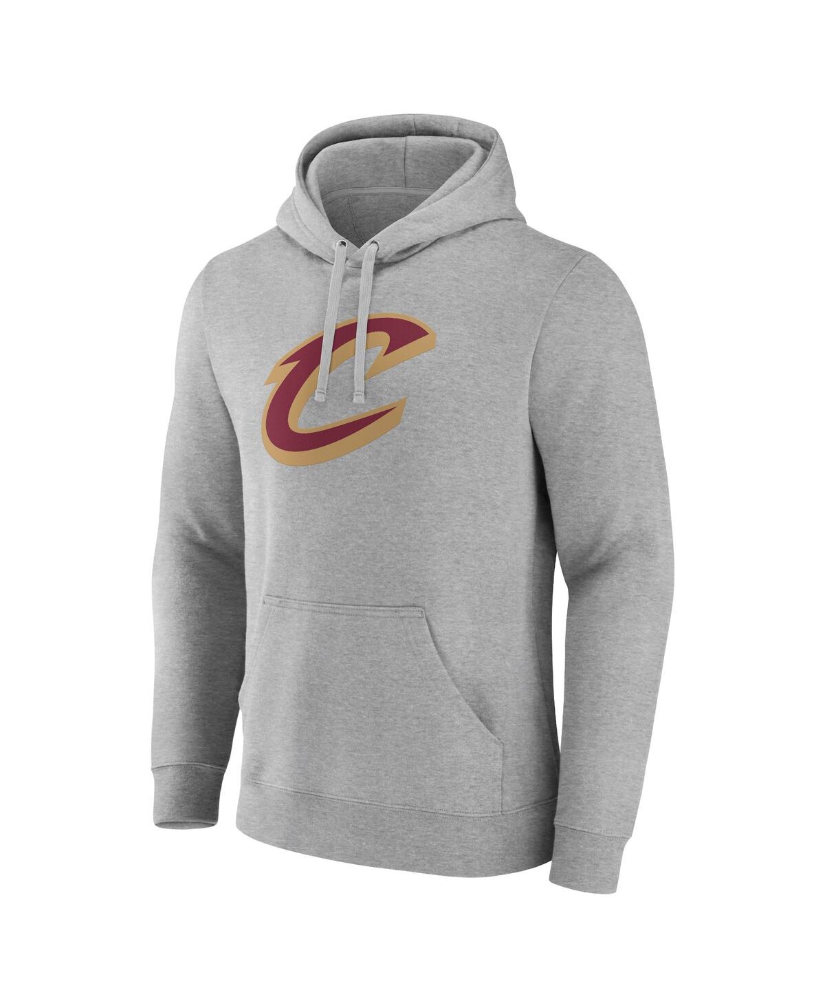 Shop Fanatics Men's  Heather Gray Cleveland Cavaliers Primary Logo Pullover Hoodie