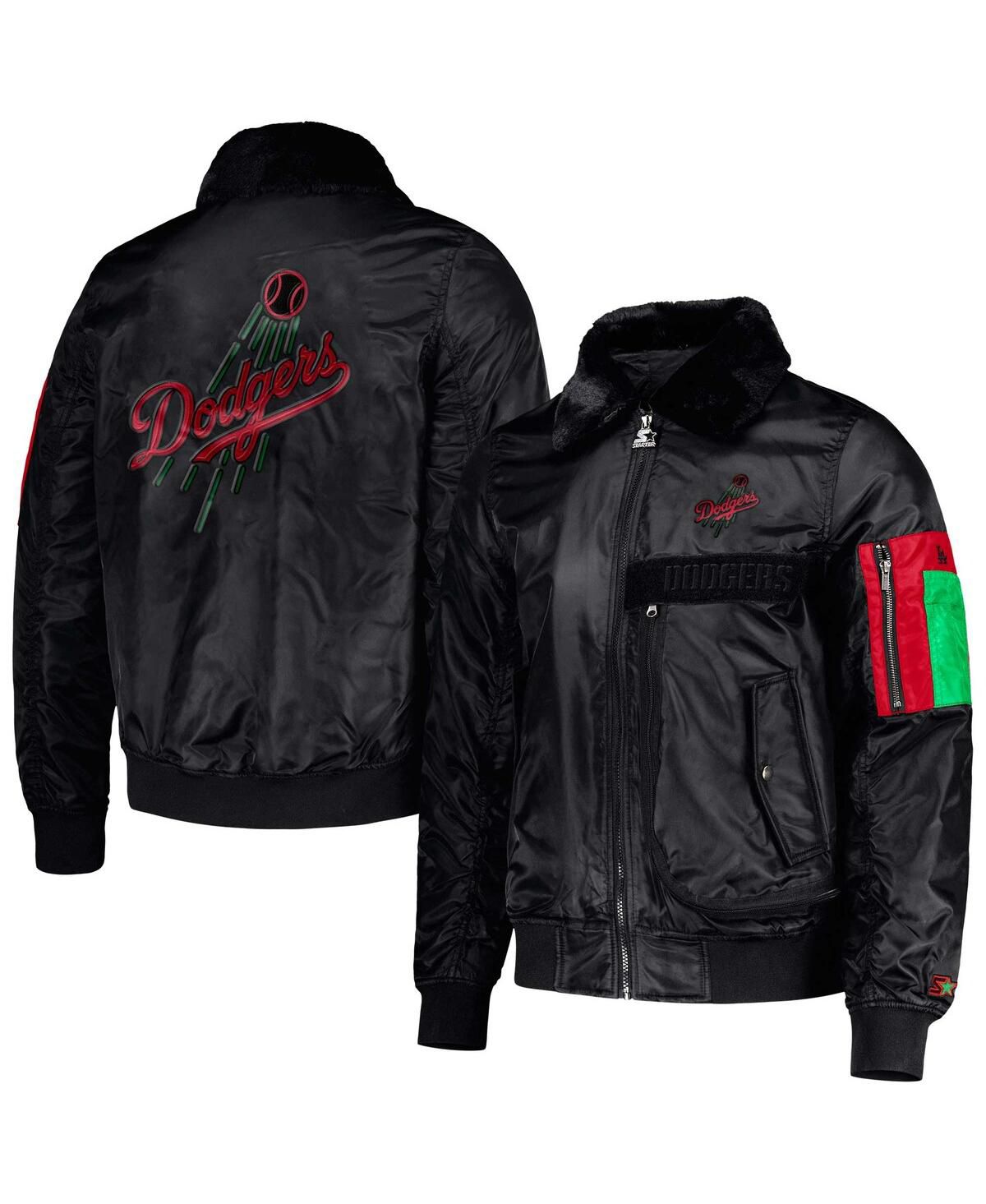 Мужская атласная куртка на молнии x Ty Mopkins Black Los Angeles Dodgers Black History Month