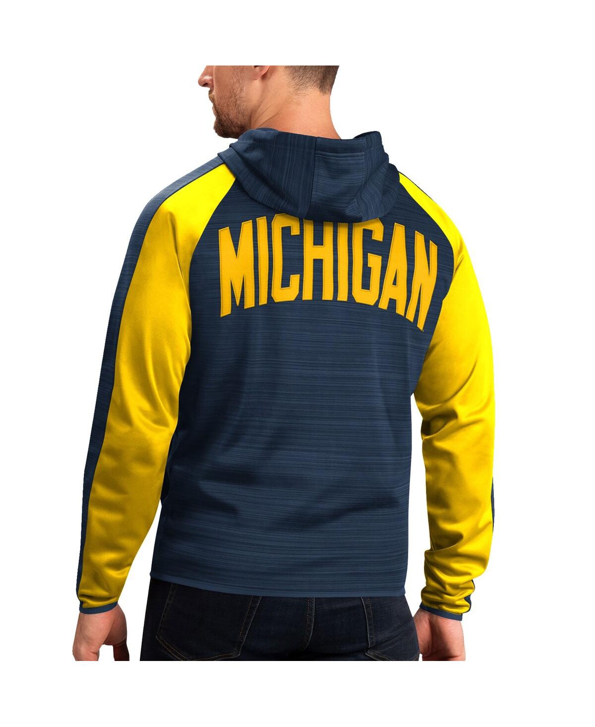 Shop G-iii Sports By Carl Banks Men's  Navy Michigan Wolverines Neutral Zone Raglan Full-zip Track Jacket