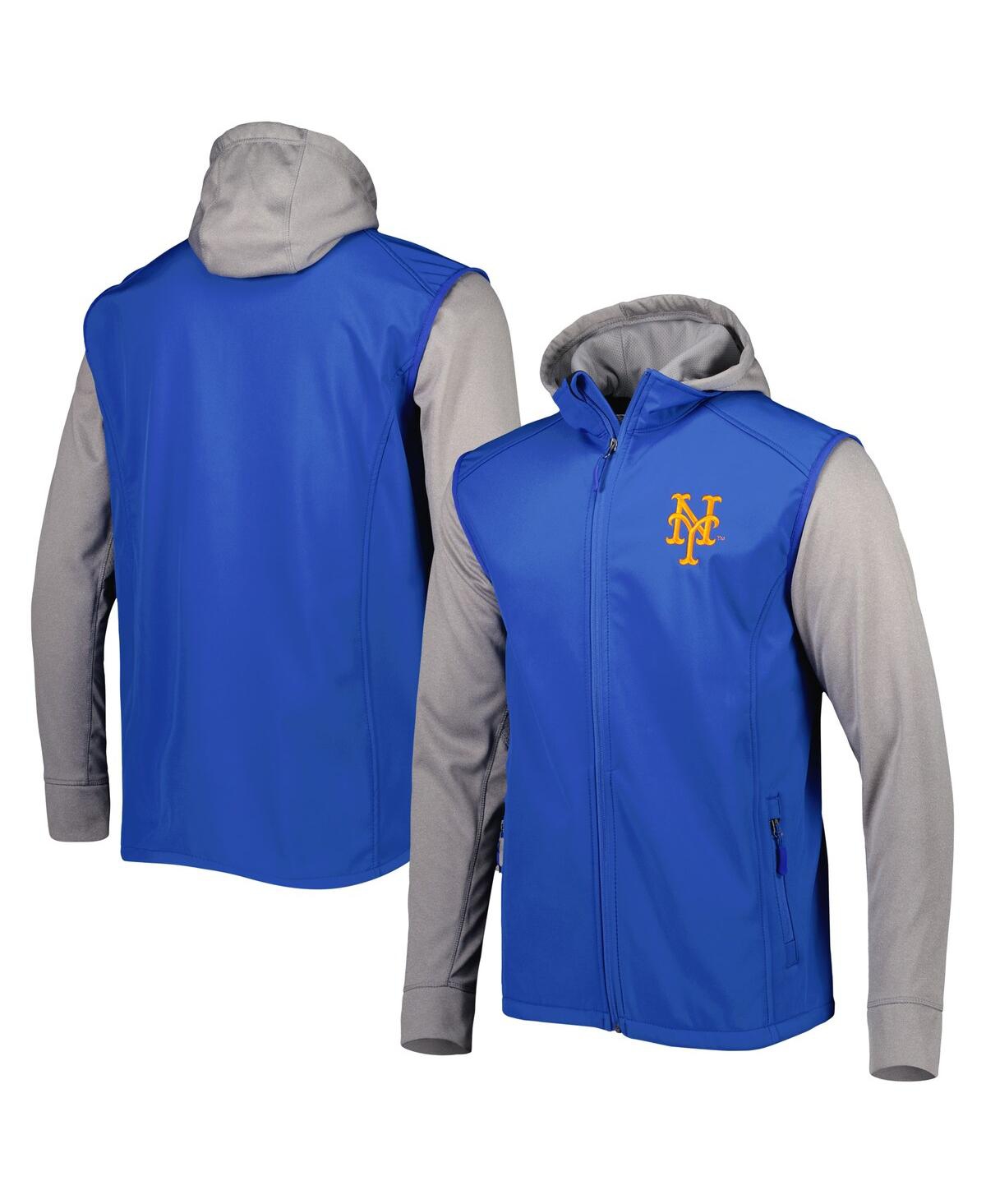 DUNBROOKE MEN'S DUNBROOKE ROYAL, HEATHER GRAY NEW YORK METS ALPHA FULL-ZIP JACKET 