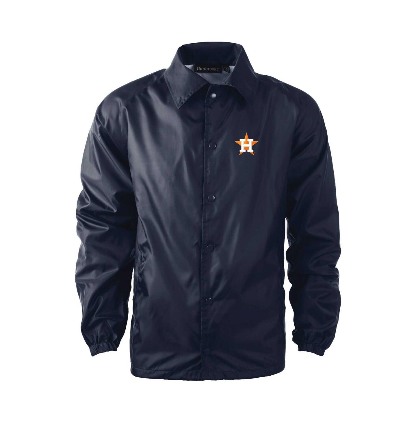 Мужская куртка Dunbrooke Navy Houston Astros Coach's Raglan Full-Snap Windbreaker — фото 1