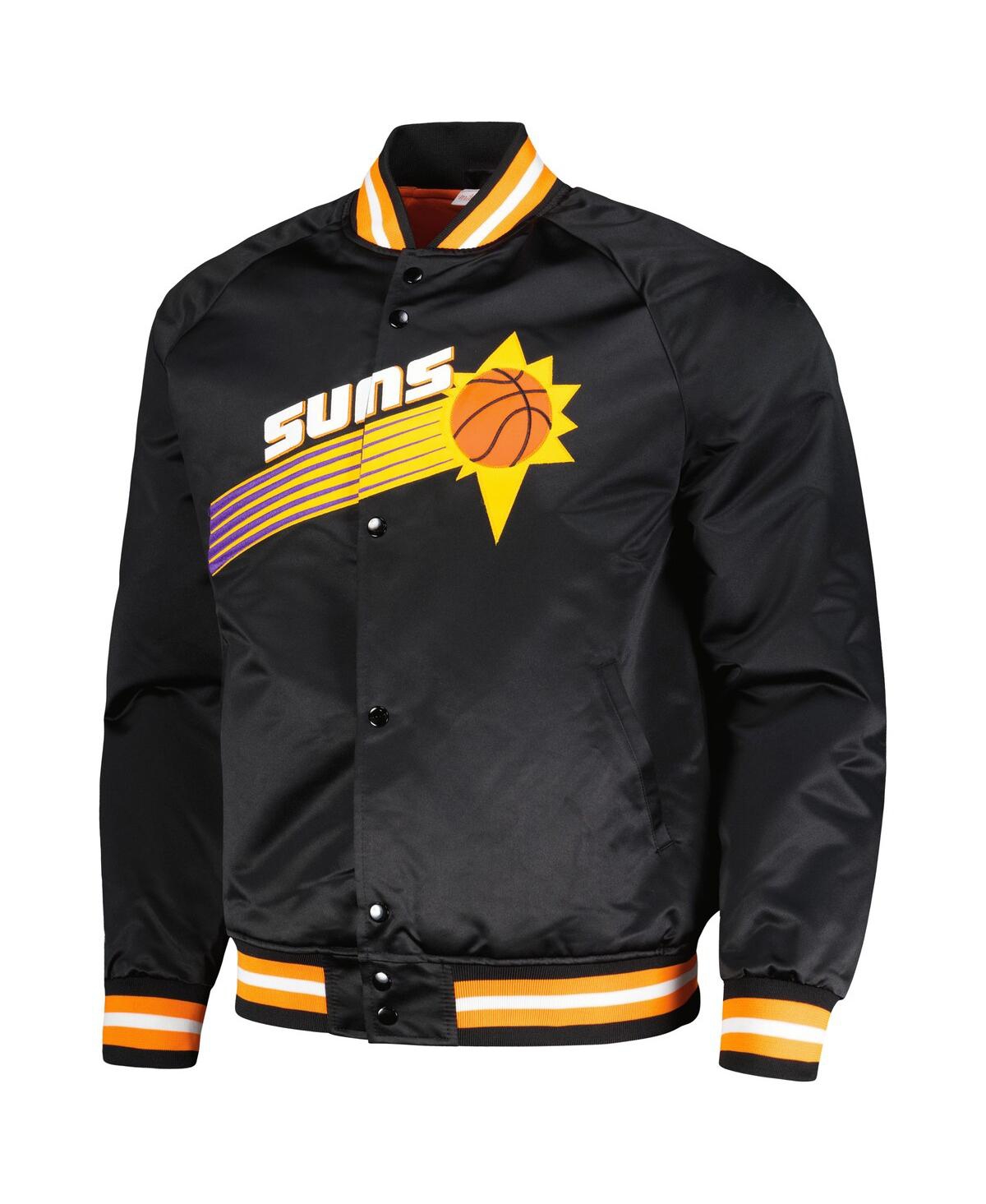 Men's Mitchell & NessPhoenix Suns Hardwood Classics Throwback Wordmark Raglan Full-Snap Jacket - Black