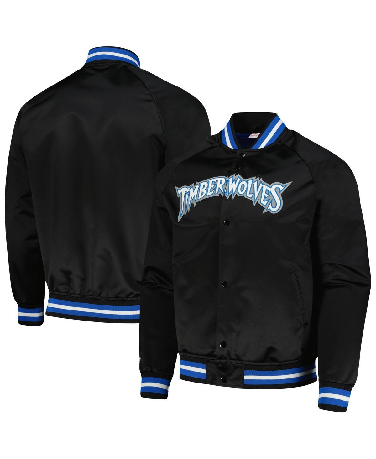 Мужская черная куртка-реглан Minnesota Timberwolves Hardwood Classics в стиле ретро с надписью Wordmark на полной застежке