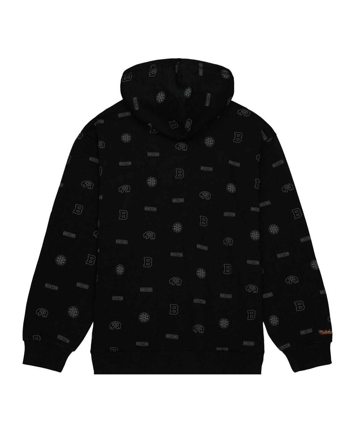 Men's Mitchell & NessBoston Bruins 100th Anniversary Allover Print Pullover Hoodie - Black