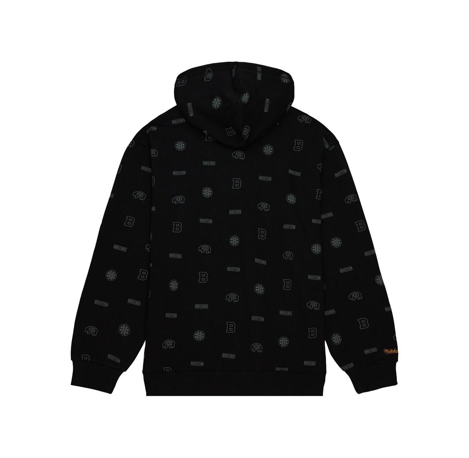 Men's Black Boston Bruins 100th Anniversary Allover Print Pullover Hoodie