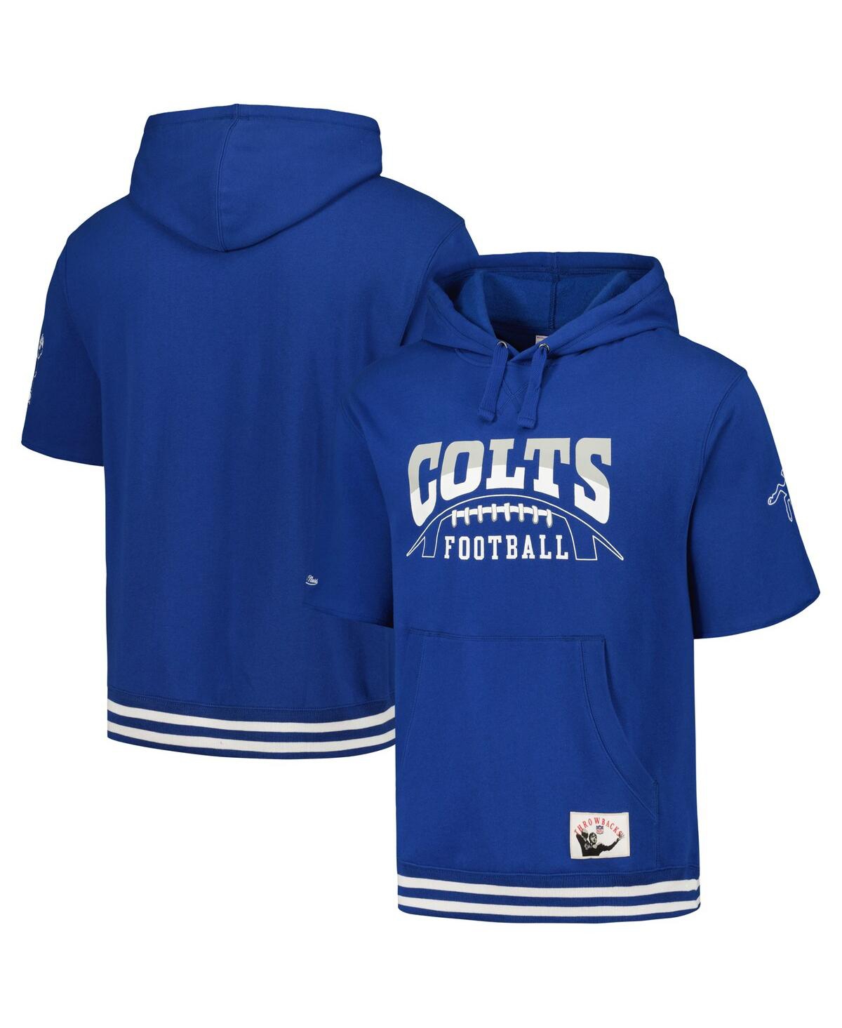 Shop Mitchell & Ness Men's  Royal Indianapolis Colts Pre-game Short Sleeve Pullover Hoodie