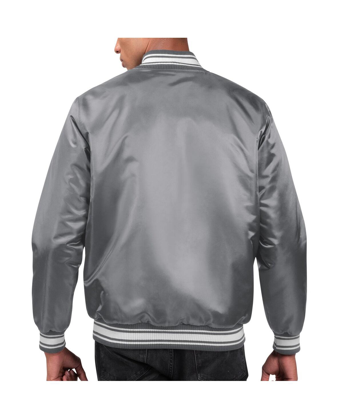 Starter Gray Los Angeles Chargers Locker Room Satin Varsity Full-snap Jacket In Gray