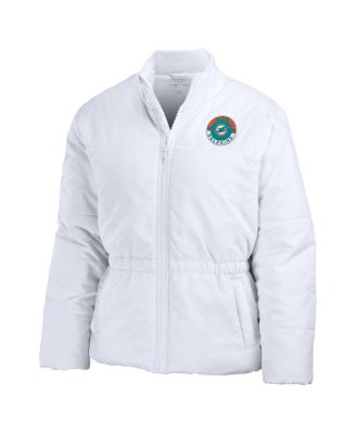 Women's White Miami Dolphins Packaway Full-Zip Puffer Jacket