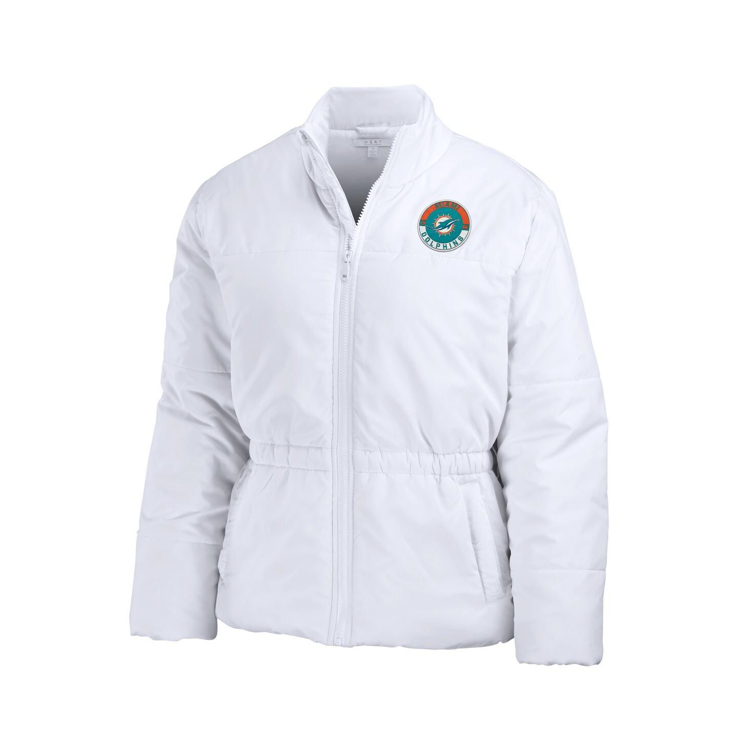 Женская куртка WEAR by Erin Andrews White Miami Dolphins Packaway Full-Zip Puffer — фото 4