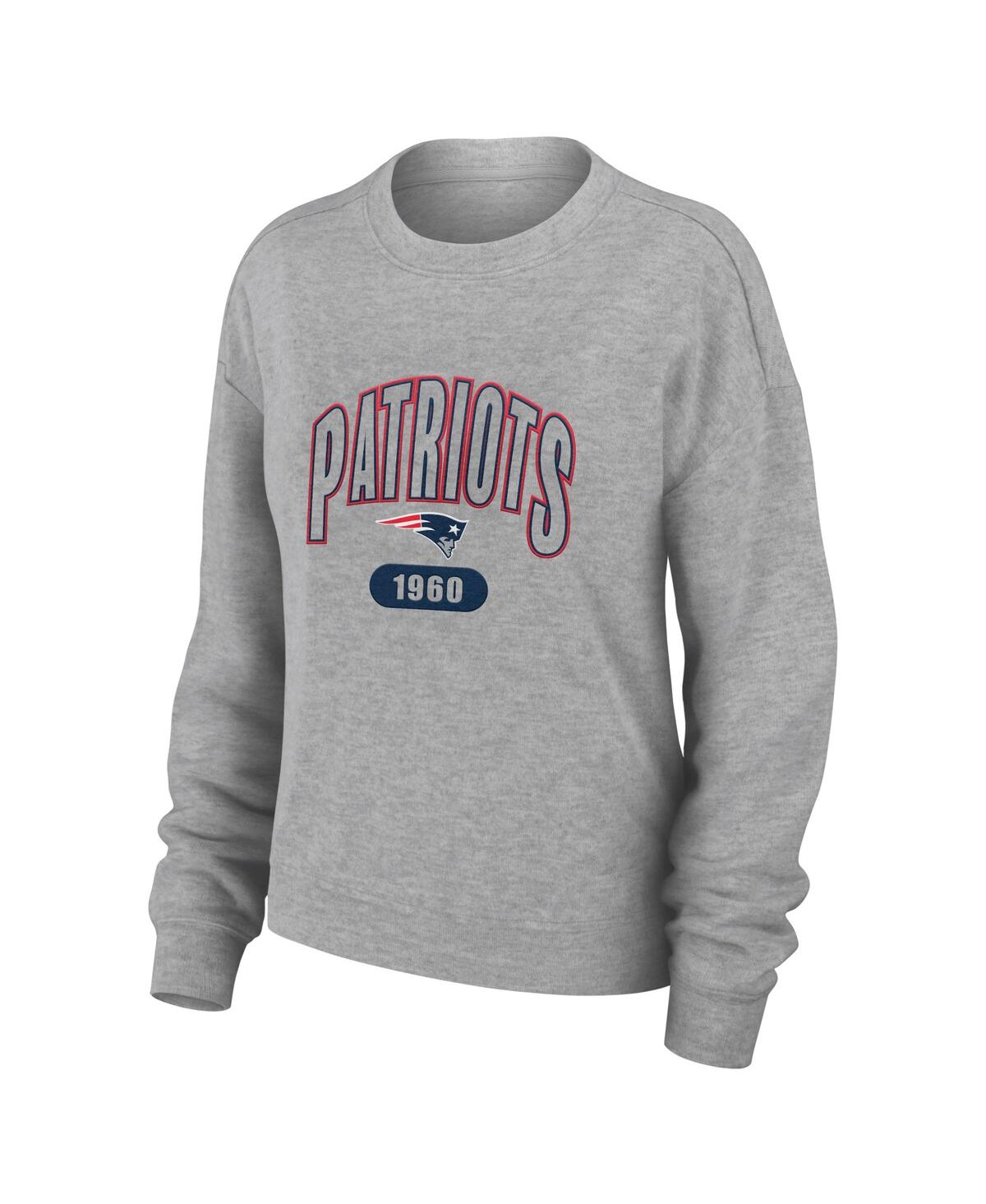 Shop Wear By Erin Andrews Women's  Heather Gray New England Patriots Knit Long Sleeve Tri-blend T-shirt An