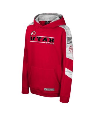 Big Boys and Girls Red Utah Utes OHT Military-Inspired Appreciation Cyclone Digital Camo&nbsp;Pullover Hoodie